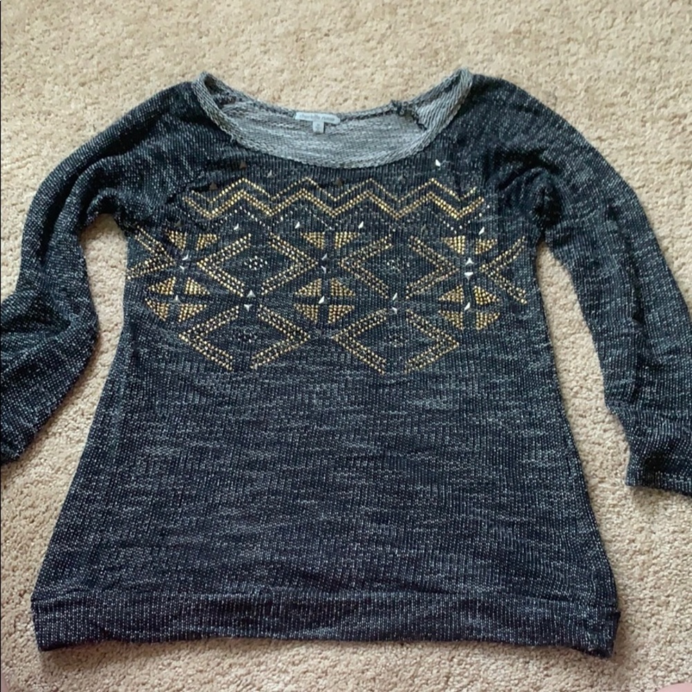 Black and white bejeweled top